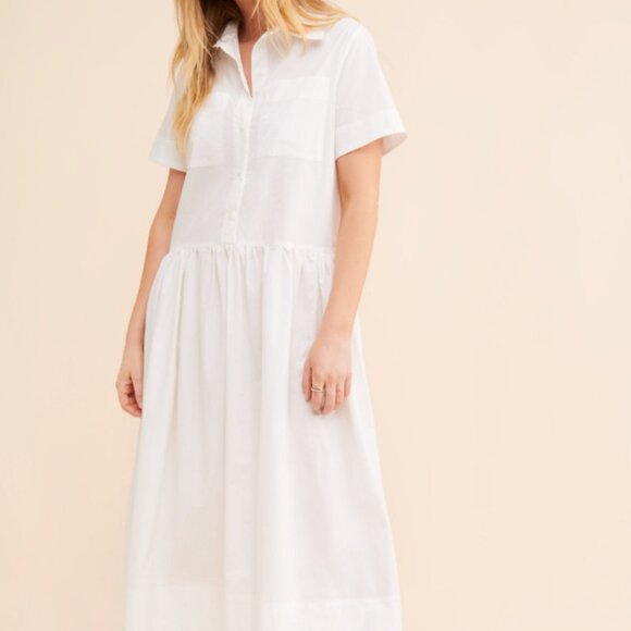 NWT ALOHAS Bay White Midi Shirtdress In Size Small - Picture 1 of 5